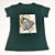 Camiseta Feminina T-Shirt Verde Escuro com Strass Estampa Bolsa de Zebra Luxo - Imagem 4