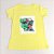Camiseta Feminina T-Shirt Amarelo Bebê com Strass Estampa Arara Amazing - Imagem 1