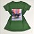 Camiseta Feminina T-Shirt Verde Militar com Strass Estampa Sandália Laço Preto - Imagem 1