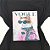Camiseta Feminina T-Shirt Preta Estampa Gato Detalhes Lilás - Imagem 1