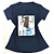 Camiseta Feminina T-Shirt Azul Marinho Estampa Mulher Jeans - Imagem 1