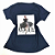 Camiseta Feminina T-Shirt Azul Marinho Estampa Mulher Vestido - Imagem 1