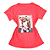 Camiseta Feminina T-Shirt Coral Menina e Urso - Imagem 1