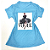 Camiseta Feminina T-Shirt Azul Claro Mulher Vestido Preto - Imagem 1