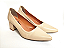 Scarpin Bege Clássico Salto Grosso Baixo 5 cm - Imagem 3