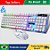 Kit Teclado Mouse Semi Mecânico RGB LED Gamer Jogo M400/M300 Com Fio - Imagem 1