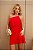 Vestido Vermelho Curto Um Ombro Corrente - Imagem 1