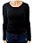 Blusa Feminina Manga longa Preta Gola Baixa 96% algodão 4 % elastano - Imagem 1