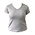 Baby Look Decote V 100% algodão Feminina Cinza Claro Fio 30.1 - Imagem 1