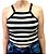 Cropped Alcinha Feminina PRETO E BRANCA  Listrada 96% Algodão 4% Lycra Fio 30.1 - Imagem 1