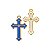 Pingente Cruz de Metal Dourada e Resinada – Acabamento Azul ou Branco - Imagem 1