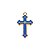 Pingente Cruz de Metal Dourada e Resinada – Acabamento Azul ou Branco - Imagem 2