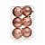 Bola de Natal Rose Gold Cromus 8 cm Pinha e Lisa 6 unidades - Imagem 1