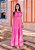 Vestido Midi Evasê Rosa Forrado em Lese - Imagem 3