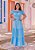 Vestido Midi Evasê Azul Forrado em Lese - Imagem 3