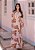 Vestido Longo Creme e Marrom Floral em Suplex Soft - Imagem 1