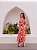 Vestido Evasê Max Midi Crepe Alfaiataria Light Laranja Floral com Botão - Imagem 2