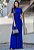 Vestido Longo Barrado Sereia Azul Royal - Imagem 1