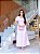 Vestido manguinha curta listrado moda Rosa - Imagem 4
