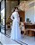 Vestido Branco Intenso Tule de Brilho Gola Redonda - Imagem 4