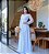 Vestido Branco Intenso Tule de Brilho Gola Redonda - Imagem 3