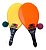 Kit 2 Raquetes Frescobol FastBall  Amarelo e Laranja C/ 2 Bolas - Imagem 1