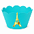 20 Wrapper para Cupcakes 8x5x5 - Azul Tiffany com Aplique da Torre Eiffel - Imagem 1