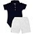 Conjunto Bebê Body Polo Azul Marinho + Shorts Branco - Imagem 1