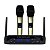 Microfone Duplo Sem Fio Ls916 Base Champagne 32 Frequências - Imagem 1