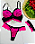 CONJUNTO PINK NEON C/ PRETO CALCINHA RENDA E PERNEIRA - Imagem 1