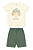 Conjunto Infantil Masculino com Camiseta Offwhite e Bermuda Verde Elian - Imagem 1