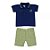 Conjunto Infantil Camisa Polo Marinho e Bermuda Risca de Giz Verde Sonho Mágico - Imagem 2