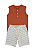 Conjunto Infantil Masculino com Camiseta Regata cor Telha e Bermuda Moletinho Listrada TMX - Imagem 2