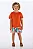Conjunto Infantil Masculino com Camiseta Laranja e Short de MicroFibra Estampado com Bichinhos Up Baby - Imagem 1