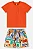 Conjunto Infantil Masculino com Camiseta Laranja e Short de MicroFibra Estampado com Bichinhos Up Baby - Imagem 2