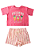 Conjunto Infantil Feminino com Cropped Oversized Rosa e Short em Moletinho Eco Listrado Rosa e Cru TMX - Imagem 1