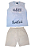 Conjunto Infantil Masculino com Regata Azul Claro e Bermuda em Moletinho Preta TMX - Imagem 1