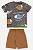 Conjunto Infantil Masculino com Camiseta Meia Malha Estampada com Helicópteros e Bermuda Marrom em Moletinho Up Baby - Imagem 4