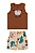 Conjunto Infantil Masculino com Regata Marrom e Bermuda Estampado com Cachorrinho Elian - Imagem 1