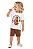 Conjunto Infantil Masculino com Camiseta Branca Estampada com Leão e Bermuda em Moletinho Marrom Elian - Imagem 1