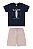 Conjunto Infantil Masculino com Camiseta Azul Marinho e Bermuda Bege Elian - Imagem 1