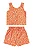 Conjunto Infantil Feminino Floral Laranja em Tricoline Blusa com Short Elian - Imagem 1