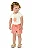 Conjunto Infantil Feminino com Blusa Offwhite e Short Listrado Laranja e Branco Elian - Imagem 1