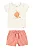 Conjunto Infantil Feminino com Blusa Offwhite e Short Listrado Laranja e Branco Elian - Imagem 2