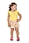 Conjunto Feminino Infantil Amarelo Liso Estampa Frontal Flores Elian - Imagem 1