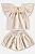 Conjunto Infantil Feminino Blusa e Short em Tecido Branco com Listras Beges Up Baby - Imagem 1