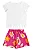 Conjunto Infantil Feminino com Camiseta Branca e Short Saia Floral Pink Bee Loop - Imagem 2