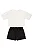 Conjunto Infantil Feminino com Cropped Preta e Branca Estampa Coração com Short Saia Preto Bee Loop - Imagem 3