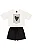 Conjunto Infantil Feminino com Cropped Preta e Branca Estampa Coração com Short Saia Preto Bee Loop - Imagem 2