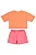 Conjunto Infantil Feminino com Cropped Laranja Estampa Coração com Short Saia Rosa Neon Bee Loop - Imagem 2